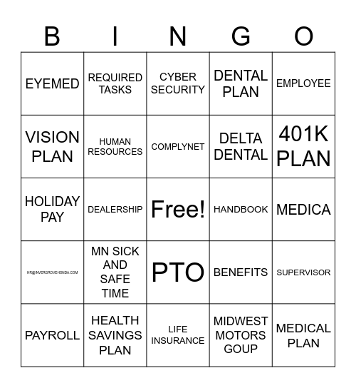ORIENTATION Bingo Card