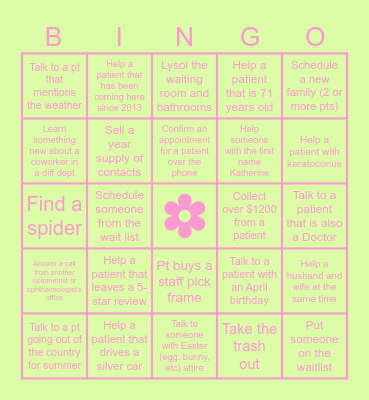 APRIL TEG BINGO Card