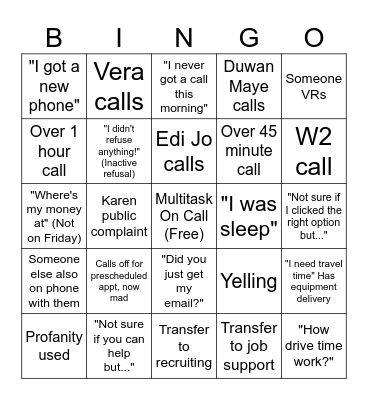 Flagger Force Bingo Card