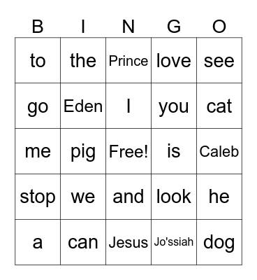 Edens Bingo Card Bingo Card