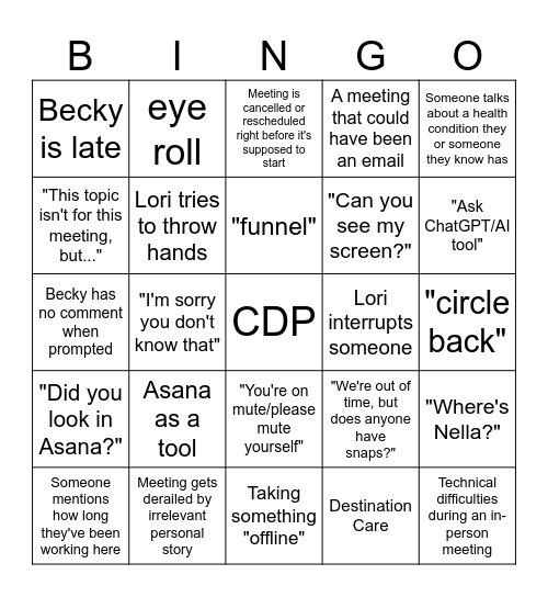Bofice Addies Bingo Card