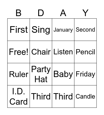 Birthday Bingo Card