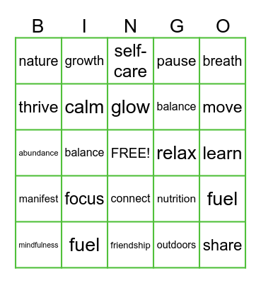 Wellness Wins Bingo Card