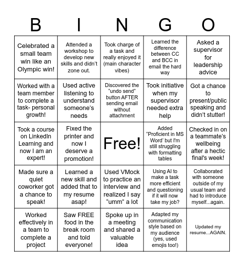 NACE BINGO! Bingo Card