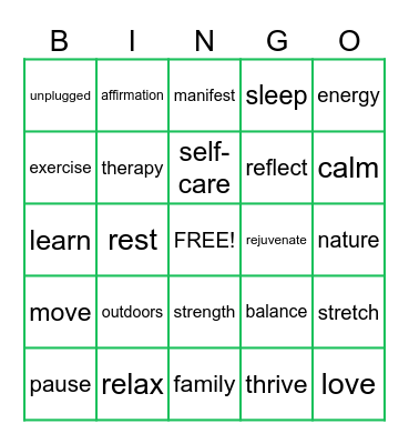 Wellness Wins Bingo Card