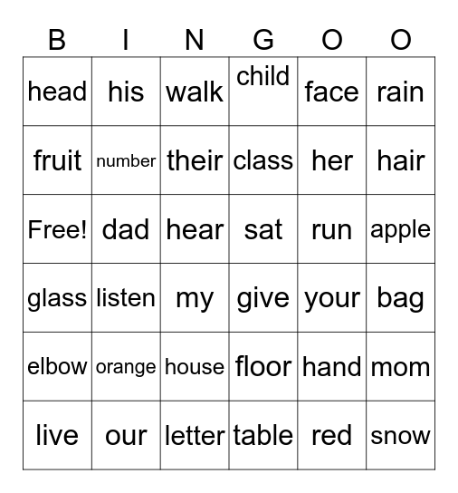 E N G L I S H  C L A S S Bingo Card