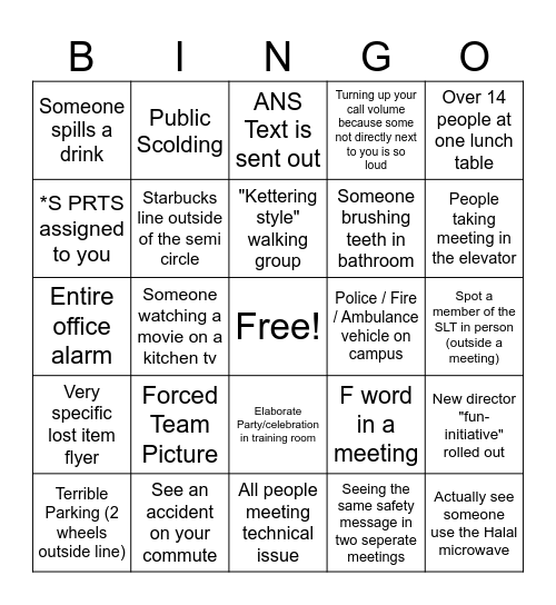 Office Bingo Card