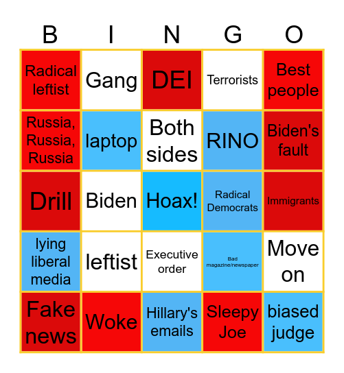 Republican Press Conference/Speech Bingo Card