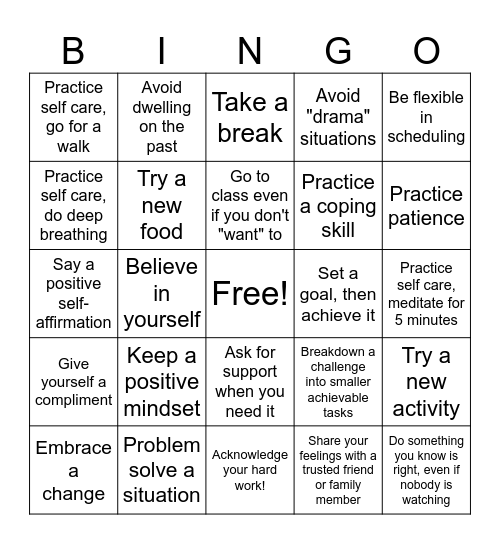3Rs Bingo - Resilience Bingo Card