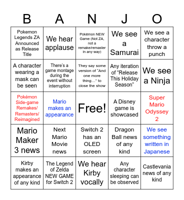 NINTENDOOOOOO Bingo Card