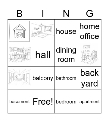 Rooms in the house Bingo Card
