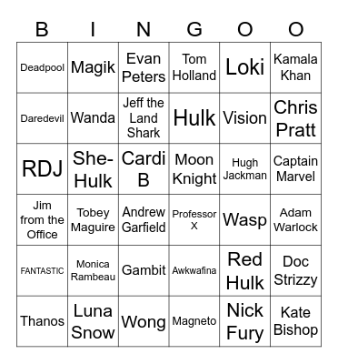 MARVEL Bingo Card