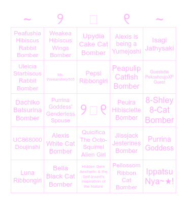~୨ᗢ୧ Pekousei♡Bingo of the Pekoshoujo de Uchuu Mahouu Teien (Fanon) ୨ᗢ୧~ Bingo Card