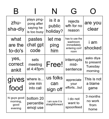 K dawg bingo Card