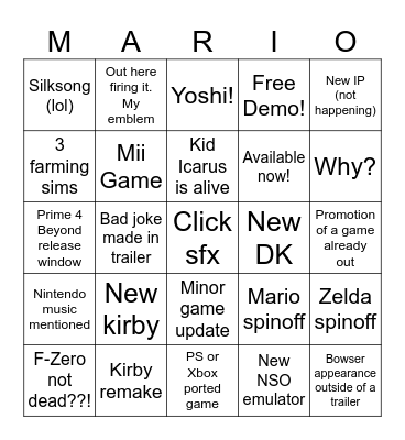 SWITCH DIRECT BINGO Card
