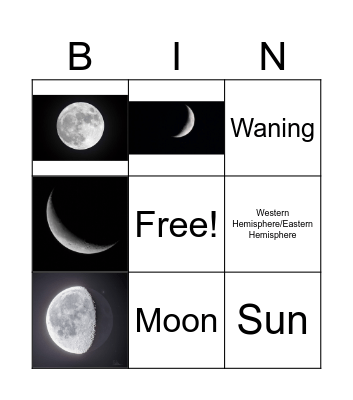 Moon Phases Bingo Card
