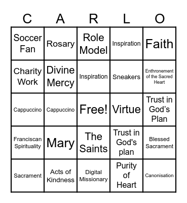 Carlo Acutis Bingo Card