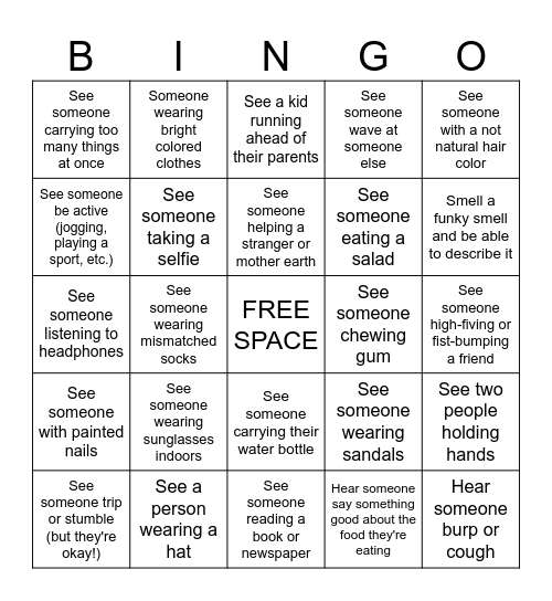 Human Behavior Bingo Card
