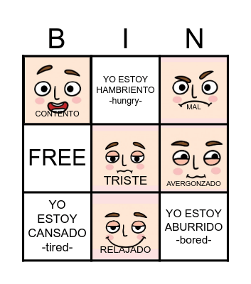 Emotions Bingo Card