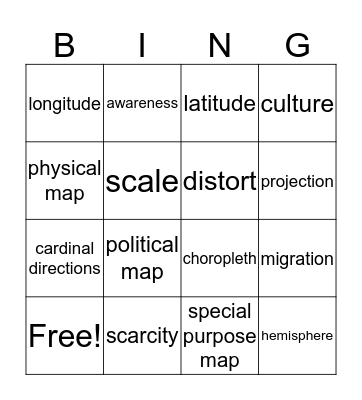 Geography Bingo Card