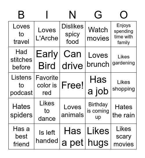 Untitled Bingo Card
