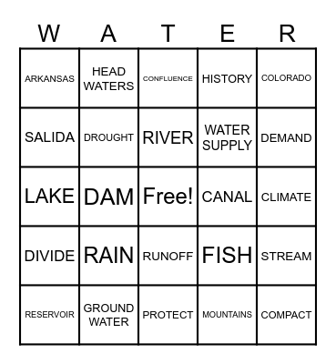 WATER BINGO Card