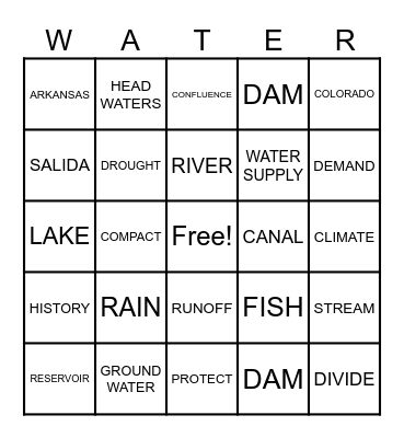 WATER BINGO Card