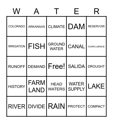 WATER BINGO Card
