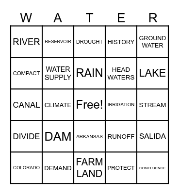 WATER BINGO Card