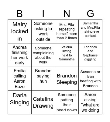 MAS Bingo Card