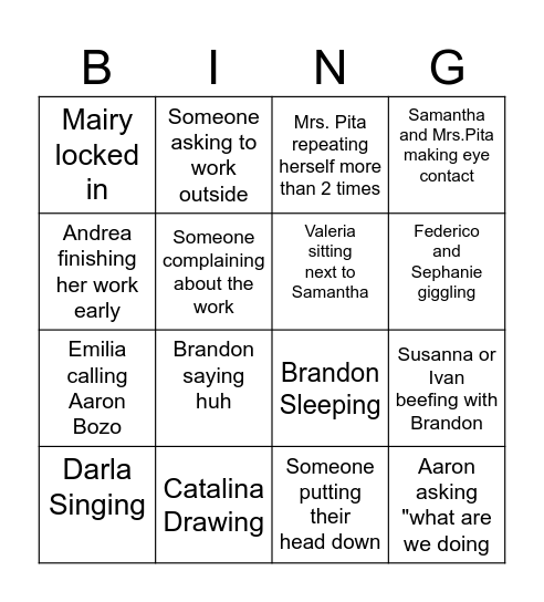 MAS Bingo Card