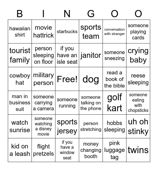 Team Japan Airport Bingo!! Bingo Card