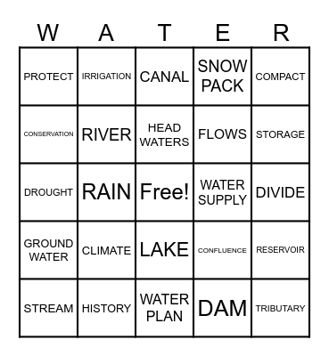 WATER BINGO Card