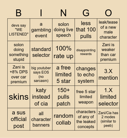 2.3/livestream/anni bingo card Bingo Card