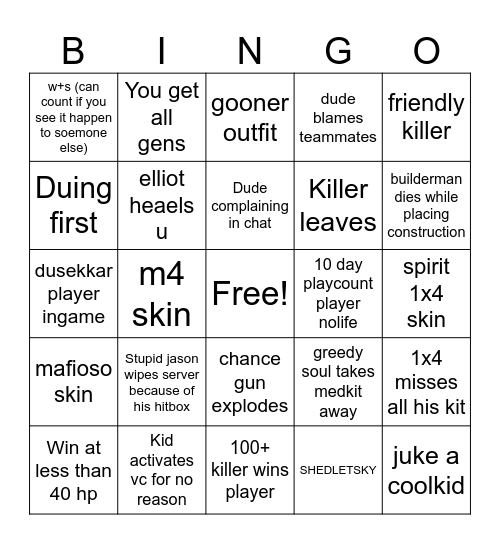 FORAKEN Bingo Card