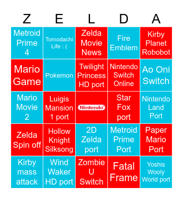 Final Switch Horrah Bingo Card