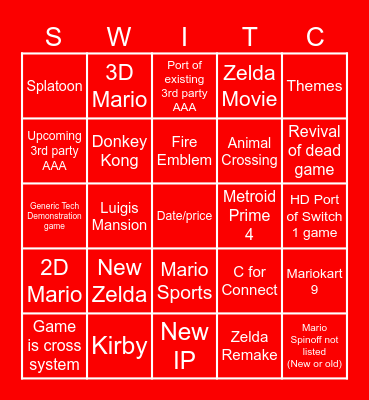 Switch 2 Direct Bingo Card