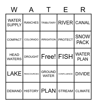 WATER BINGO Card