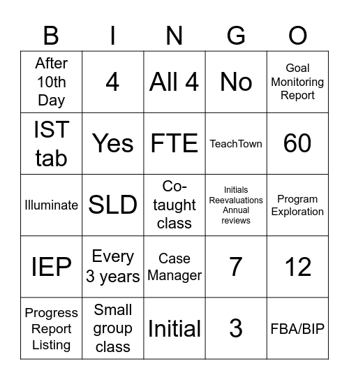 SEC Bingo Card