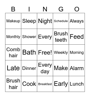 ASL Vocab Bingo Card