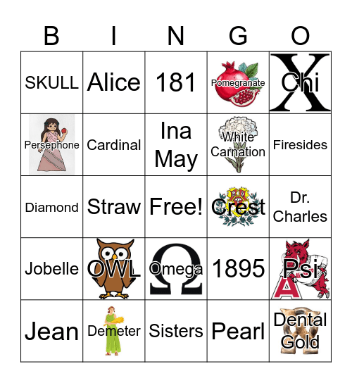 Chi Omega BINGO Card