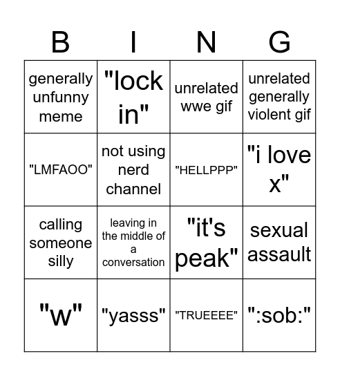 menace bigno Bingo Card
