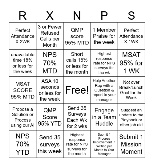 NPS BINGO Card