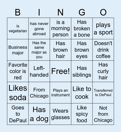 Human Bingo Card