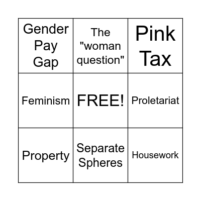 Marxism & Feminism Bingo Card