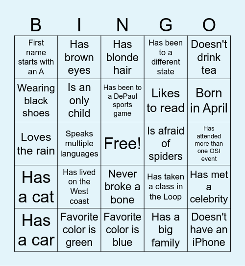 Human Bingo Card