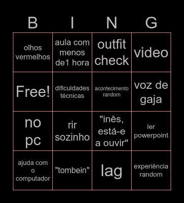 RUI CARVALHO BINGO Card