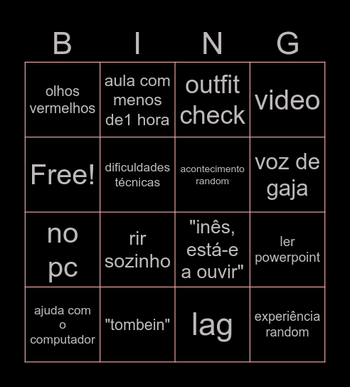 RUI CARVALHO BINGO Card