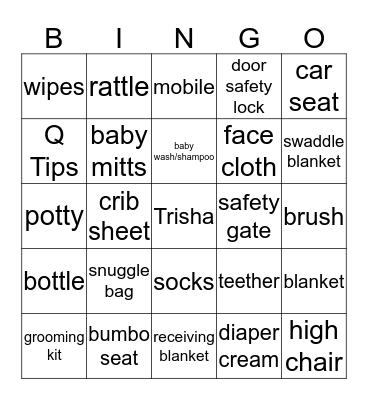 Baby Shower Bingo Card