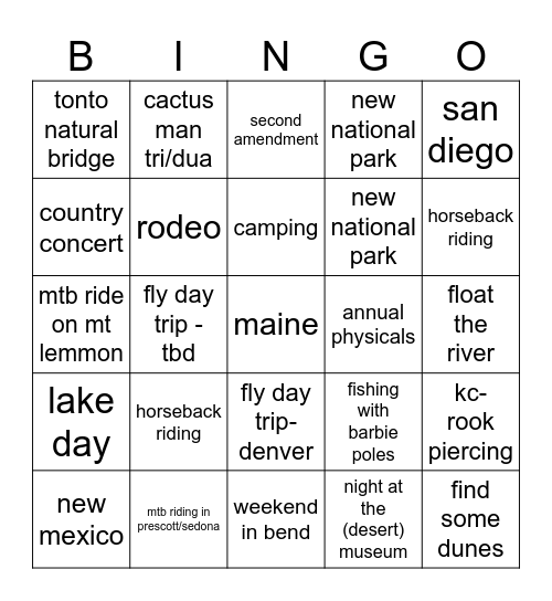 kait & katie adventure bingo Card